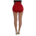 Dolce & Gabbana Red Silk Crystal Roses Shorts SIG20122-2