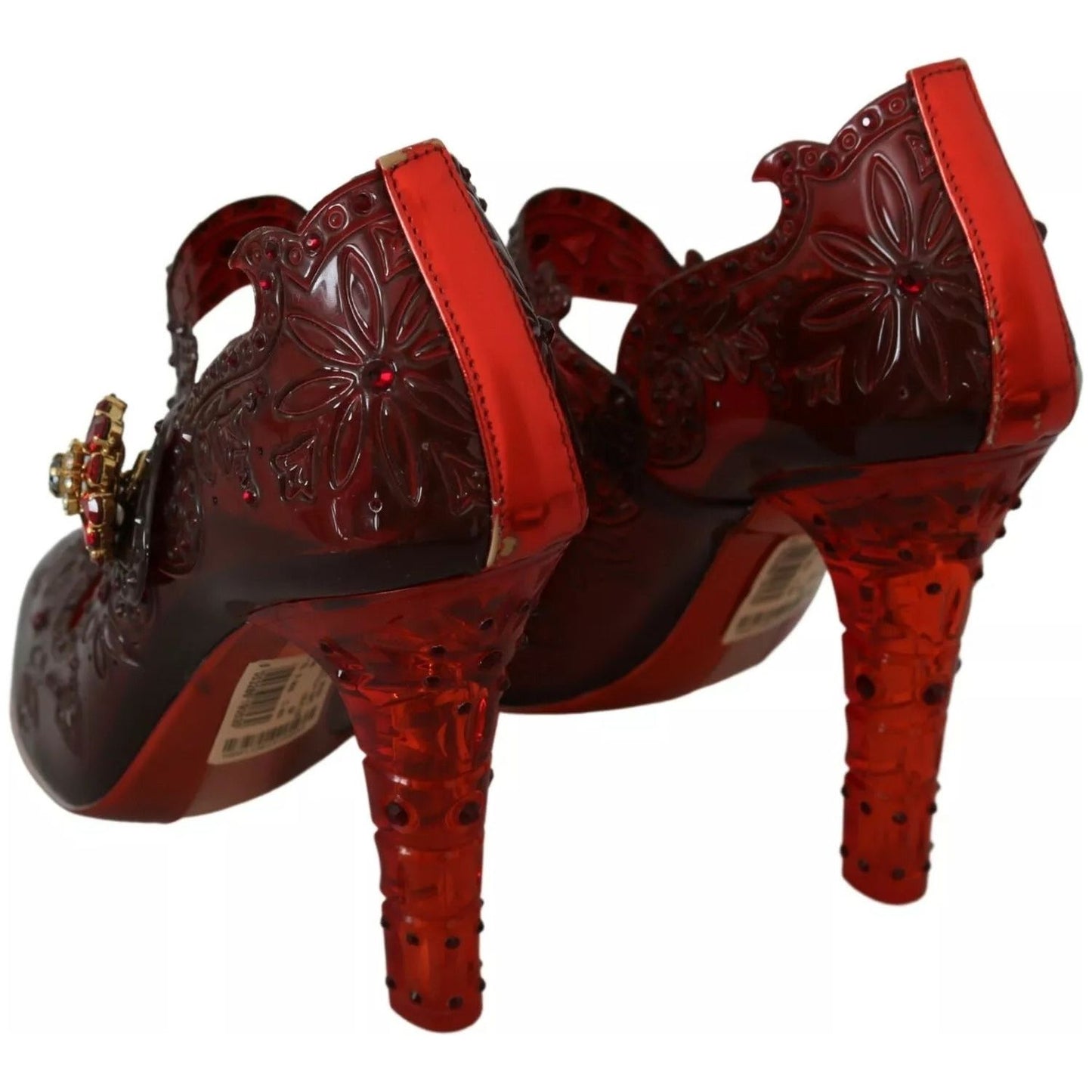 Dolce & Gabbana Red Floral Crystal Heels CINDERELLA Shoes LA7284-38.5