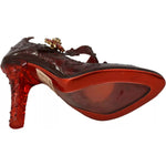 Dolce & Gabbana Red Floral Crystal Heels CINDERELLA Shoes LA7284-38.5