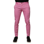 Dolce & Gabbana Pink Cotton Slim Fit Men Dress Formal Pants