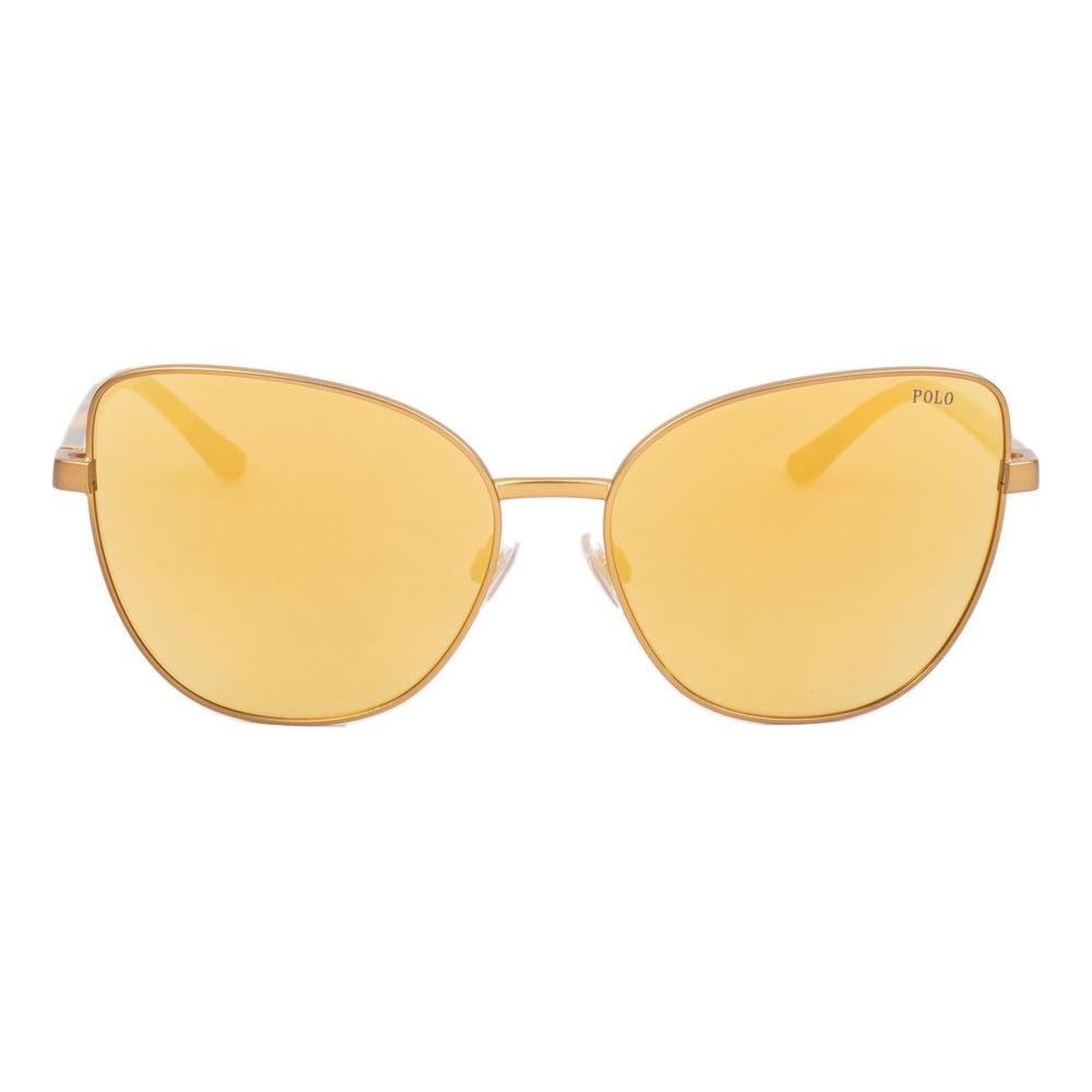 Polo Ralph Lauren brown metal sunglasses with category 3 orange lenses, featuring measurements 61/18/140 mm for women.