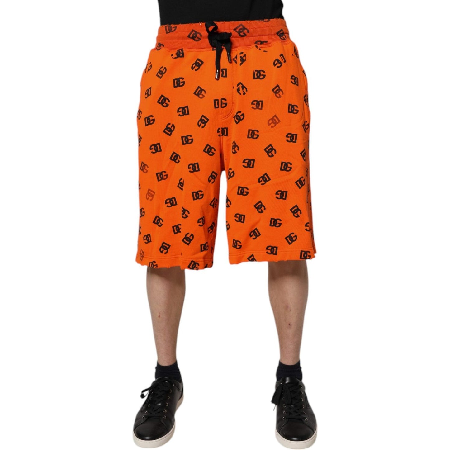 Dolce & Gabbana Orange Logo Monogram Cotton Bermuda Shorts PAN76178-48