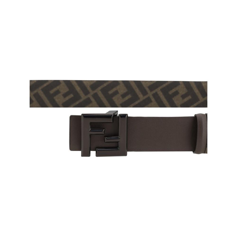 Fendi FF Logo reversible belt with iconic pattern and metal buckle, showcasing versatile and luxurious design in smooth leather.