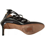 Valentino Black Multi Strap Leather Mid Heels Pumps Shoes LA9396-36.5