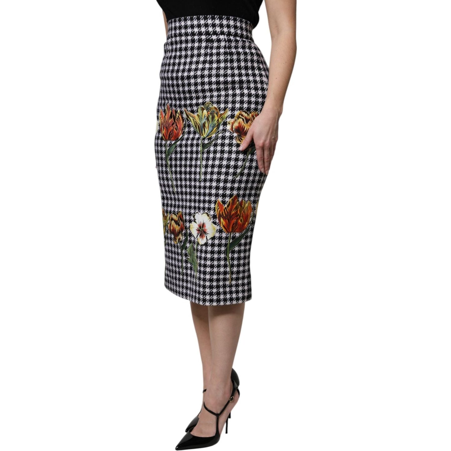 Dolce & Gabbana Multicolor Floral Print High Waist Pencil Cut Skirt SKI2084-36