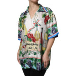 Dolce & Gabbana Multicolor Short Sleeve Silk Food Shirt Top TSH90090-42