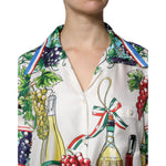 Dolce & Gabbana Multicolor Short Sleeve Silk Food Shirt Top TSH90090-42