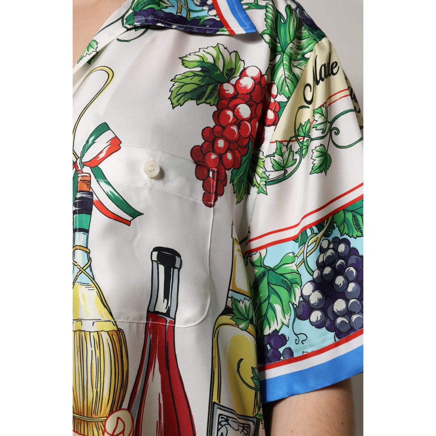 Dolce & Gabbana Multicolor Short Sleeve Silk Food Shirt Top TSH90090-42
