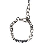 Dolce & Gabbana Silver Tone Chain Lobster Clasp Logo Gray Pearls Bracelet