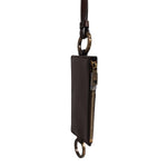 Dolce & Gabbana Brown Calf Leather Lanyard Logo Card Holder Wallet BAG4299