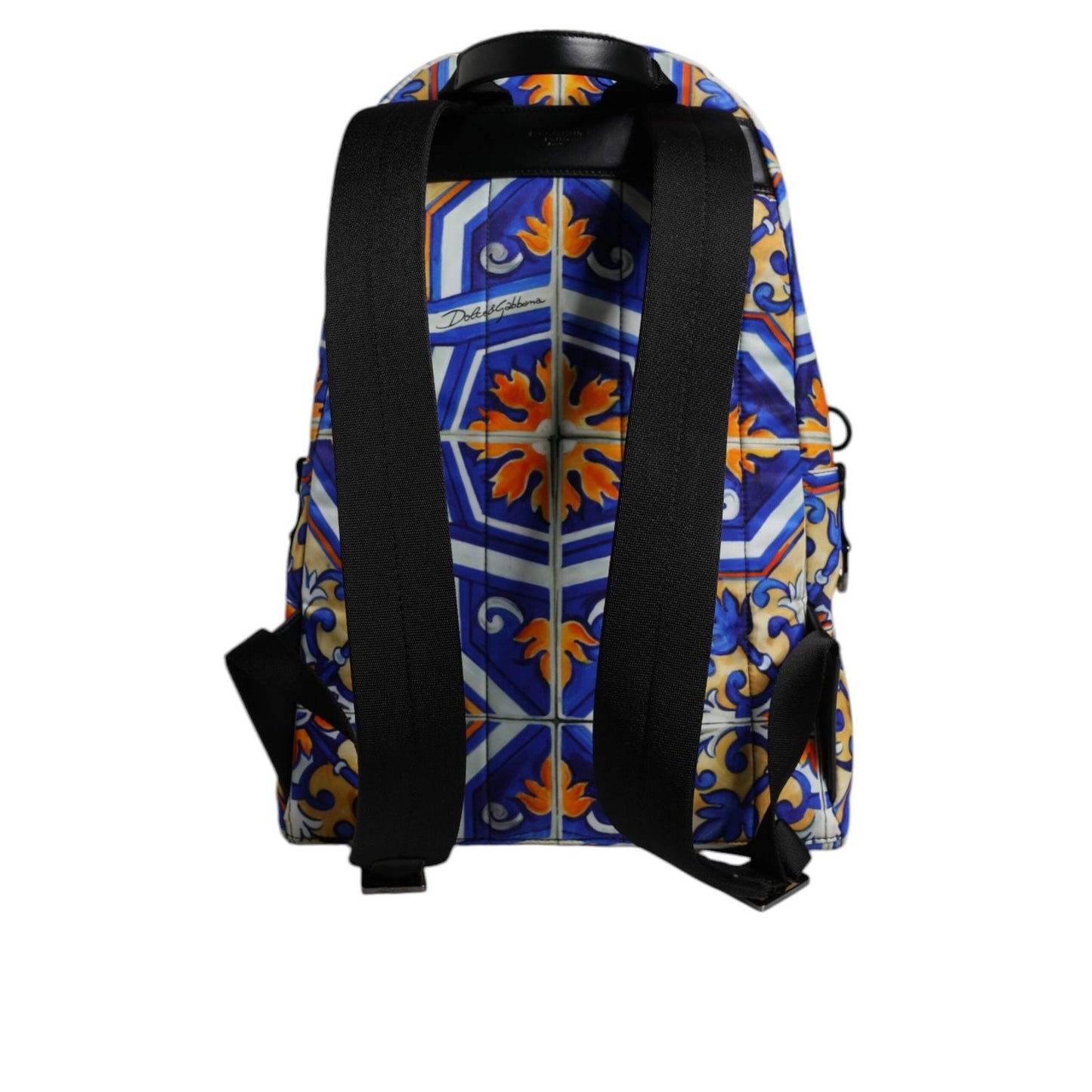 Dolce & Gabbana Multicolor Majolica Print Nylon Travel Backpack Bag