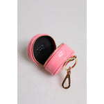 Dolce & Gabbana Pink Lamb Leather DG Crystal Round Coin Purse Wallet