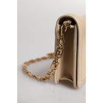 Versace Beige Gold Chain Calf Leather Wallet Crossbody Bag BAG4393