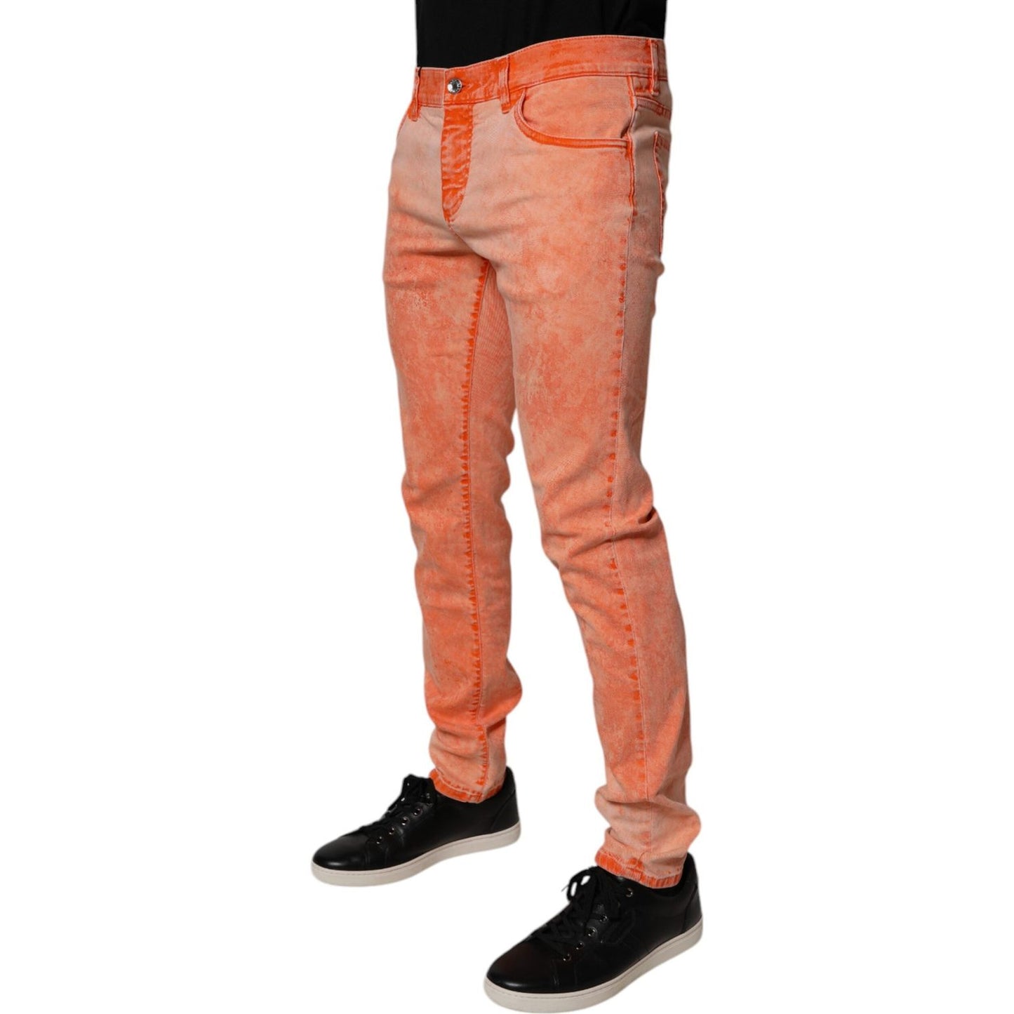 Dolce & Gabbana Orange Tie Dye Cotton Skinny Men Denim Jeans PAN75141-50