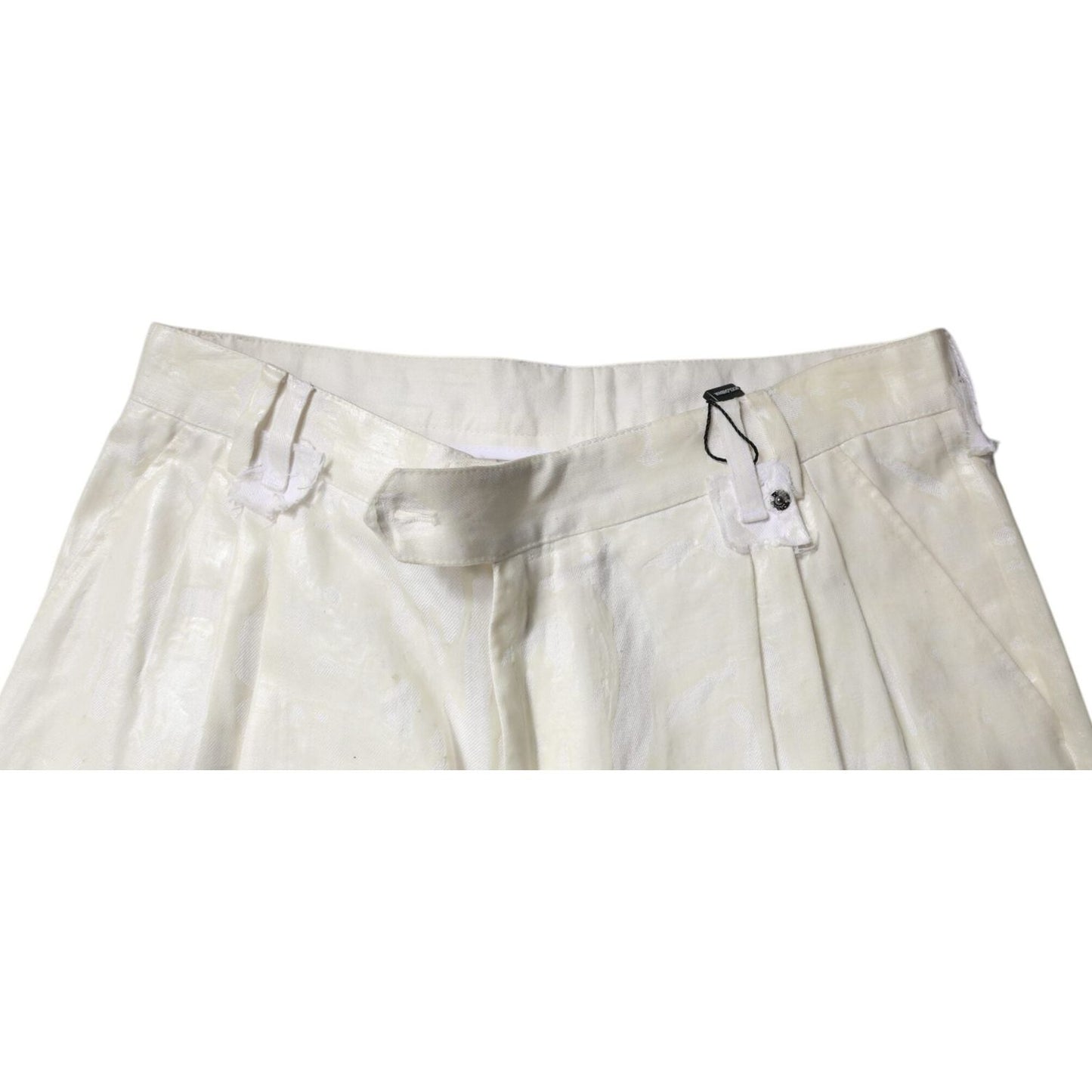 Dolce & Gabbana White Linen Mid Waist Straight Men Denim Jeans PAN75184-48