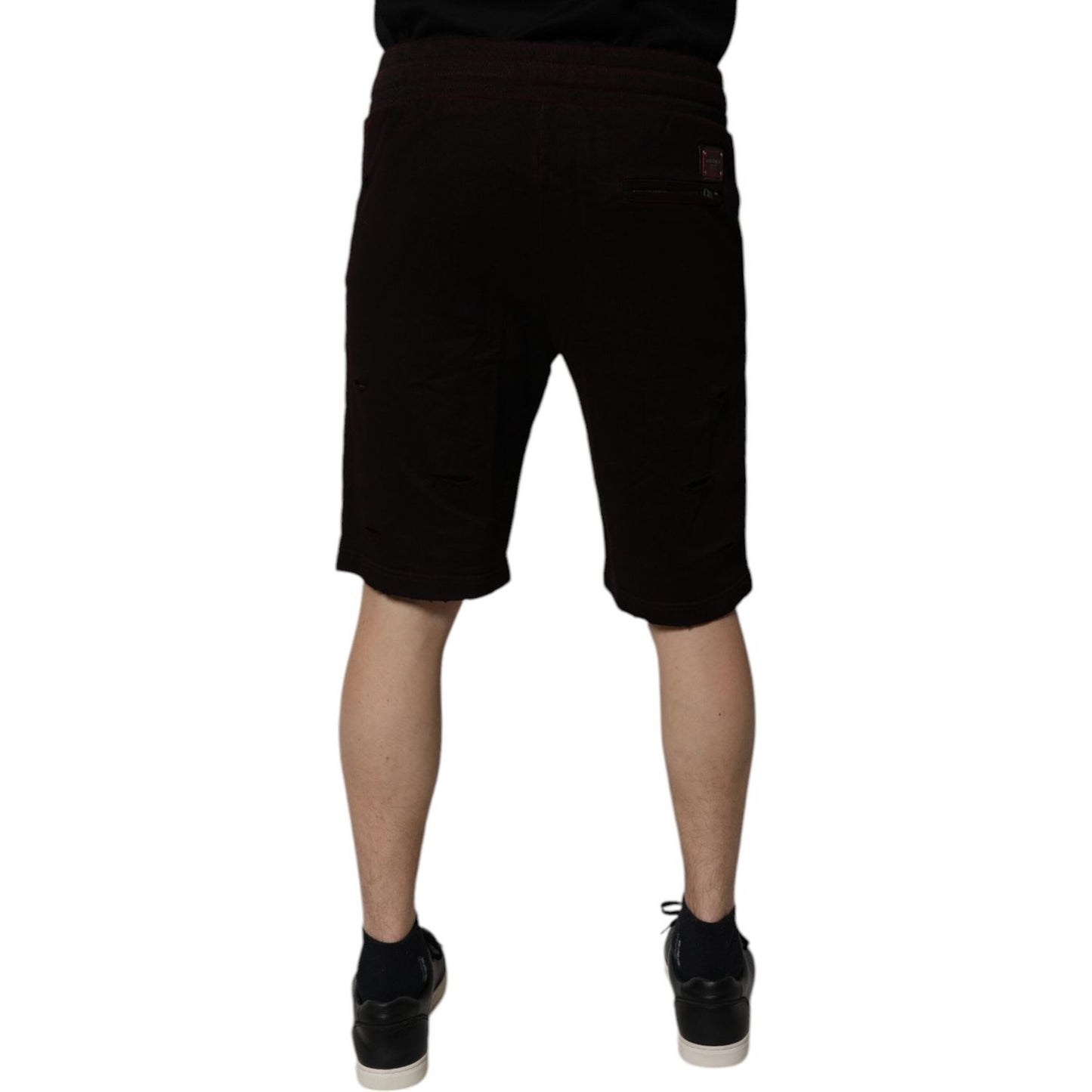 Dolce & Gabbana Maroon Cotton Sweatshorts Men Bermuda Shorts PAN75730-46