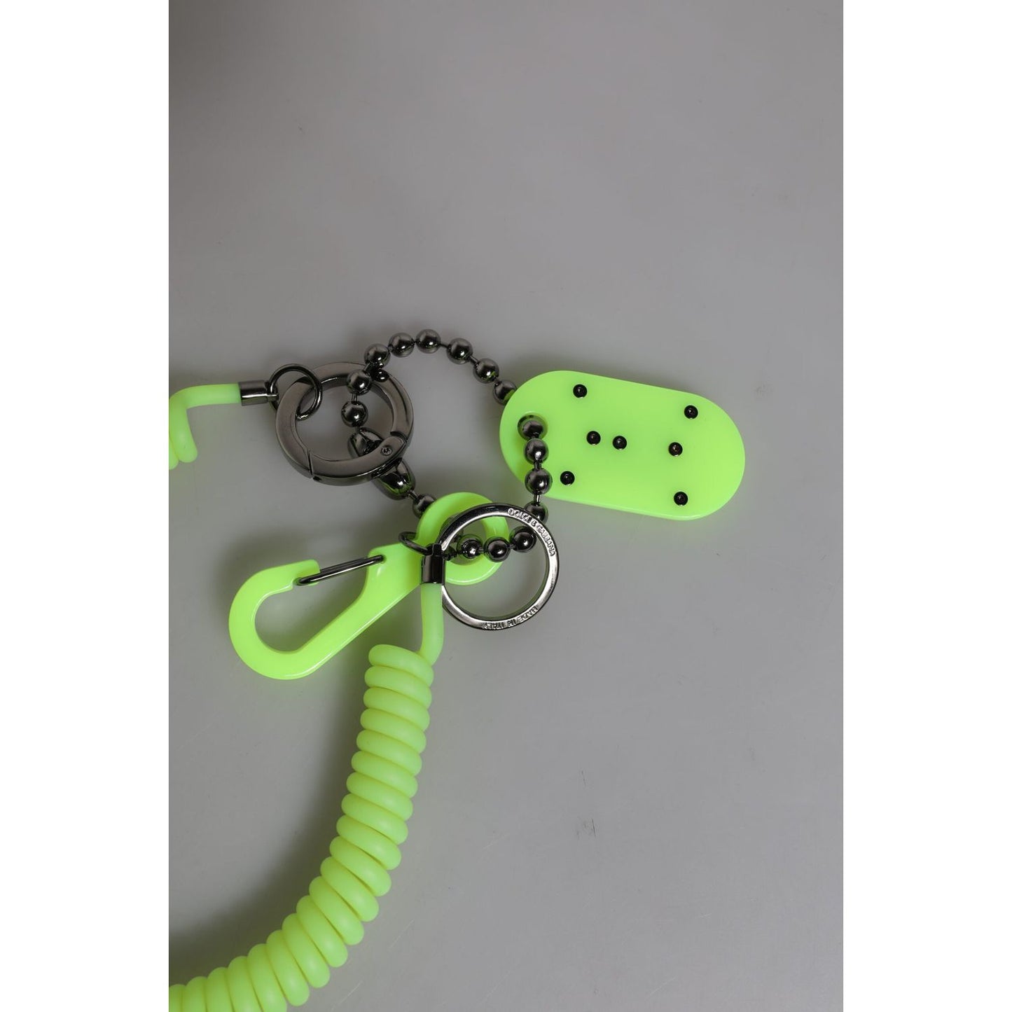 Dolce & Gabbana Green Springy Key Holder DG Logo Men's Keychain Keyring SMY10653