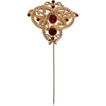 Dolce & Gabbana Gold Tone Red Crystal Embellish 925 Sterling Silver Pin