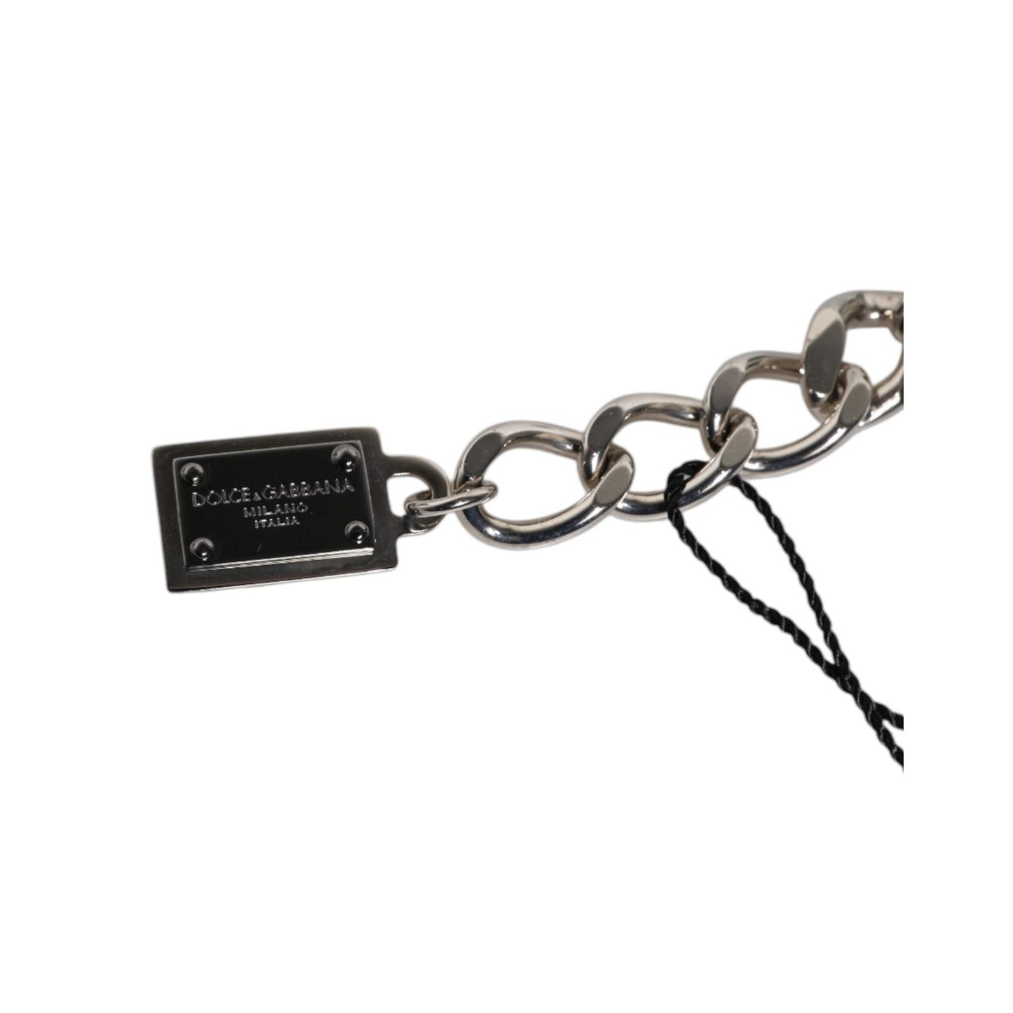 Dolce & Gabbana Silver Tone Brass Bead Dice Logo Embellish Charm Bracelet SMY10683