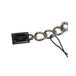 Dolce & Gabbana Silver Tone Brass Bead Dice Logo Embellish Charm Bracelet SMY10683