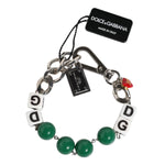 Dolce & Gabbana Silver Tone Brass Bead Dice Logo Embellish Charm Bracelet SMY10683