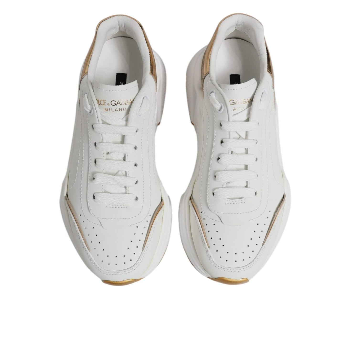 Dolce & Gabbana White Gold Daymaster Low Top Sneakers Shoes LA12517-38.5