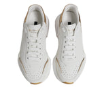 Dolce & Gabbana White Gold Daymaster Low Top Sneakers Shoes LA12517-38.5