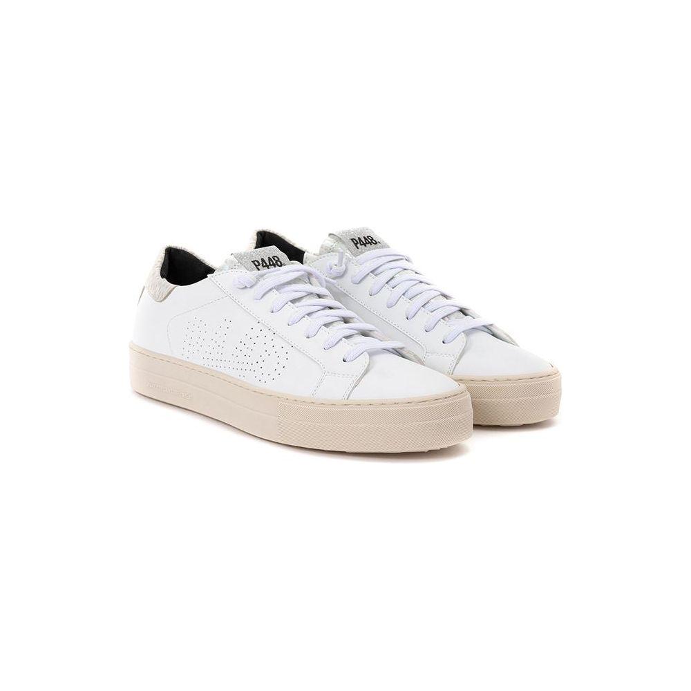 P448 White Leather Sneakers Elegant Casual Footwear P448 Light Gray