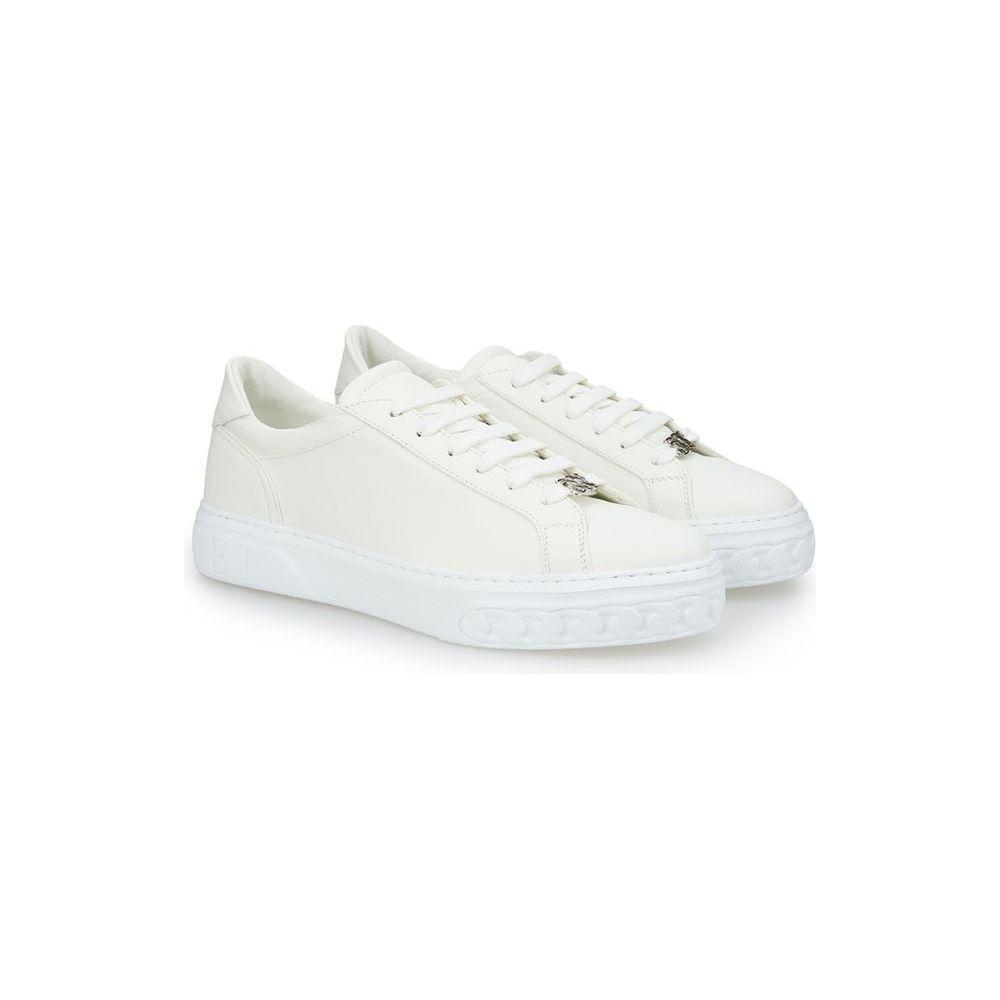 Casadei Sleek White Leather Sneakers Casadei Lavender