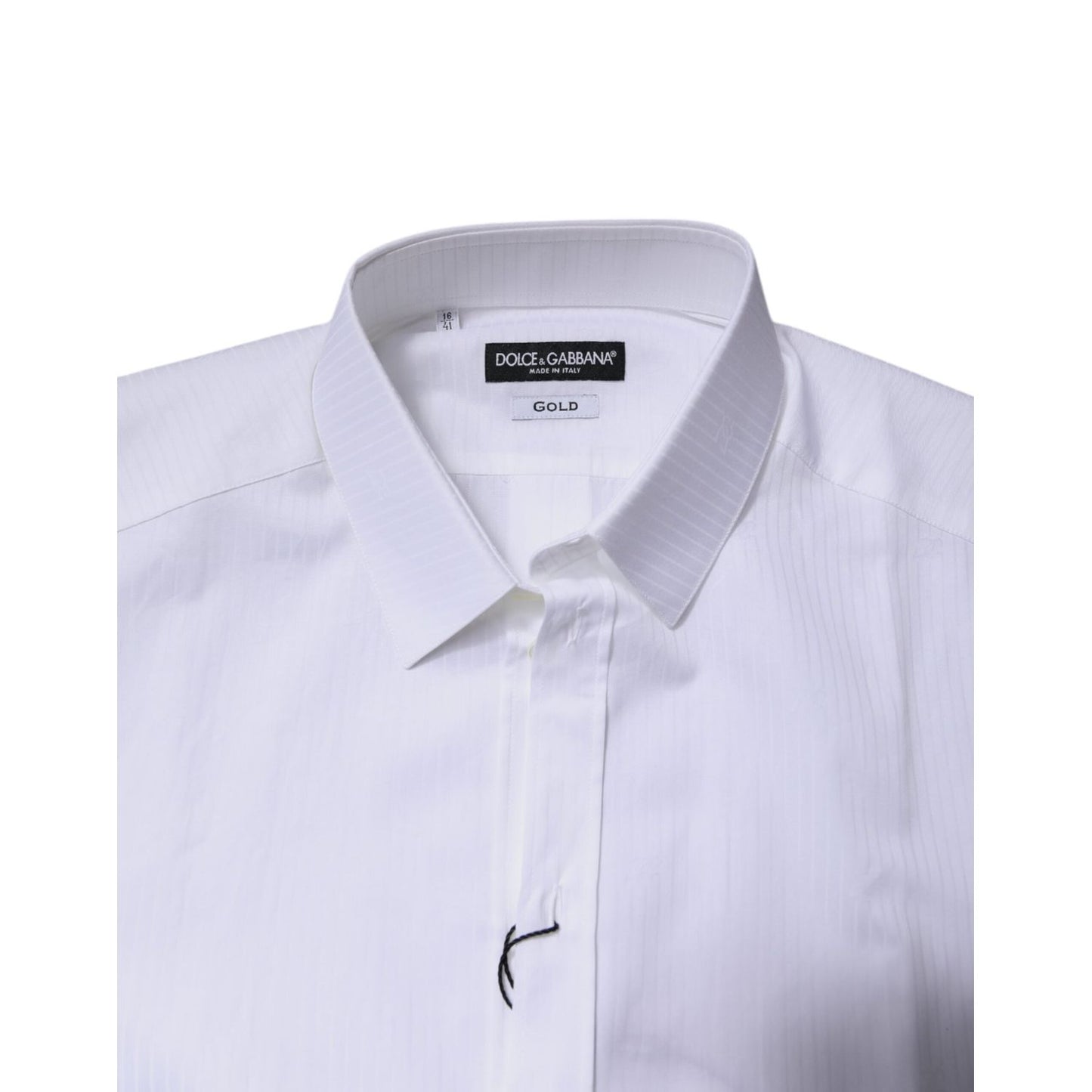 Dolce & Gabbana White Cotton Collared GOLD Dress Formal Shirt TSH878536-41