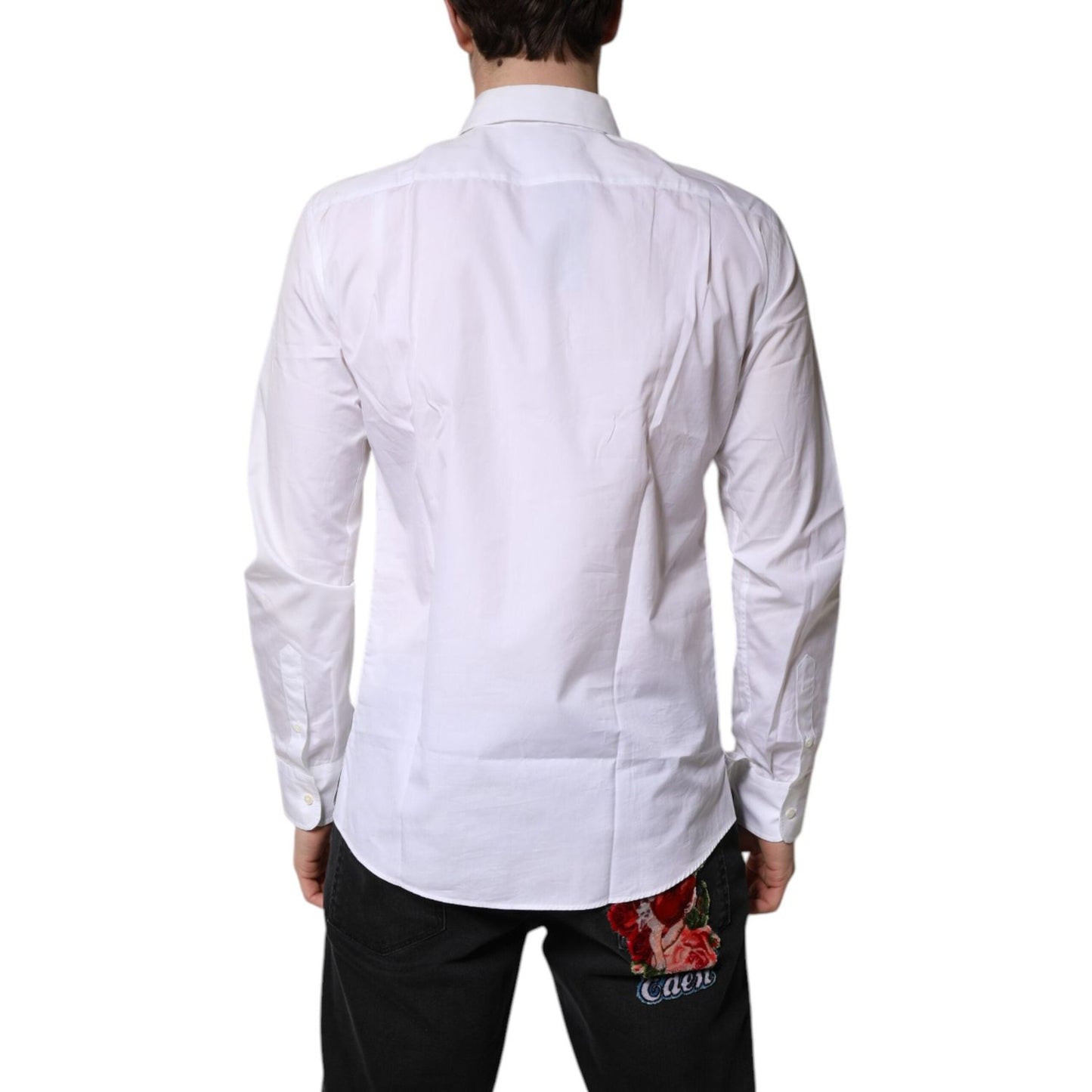 Dolce & Gabbana White Cotton Collared Dress Formal Shirt TSH878539-39