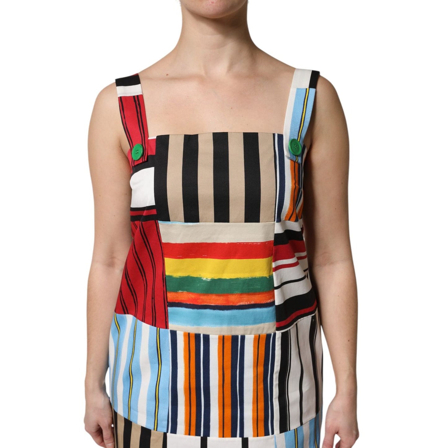 Dolce & Gabbana Multicolor Cotton Stripe Sleeveless Dress DR81656-36