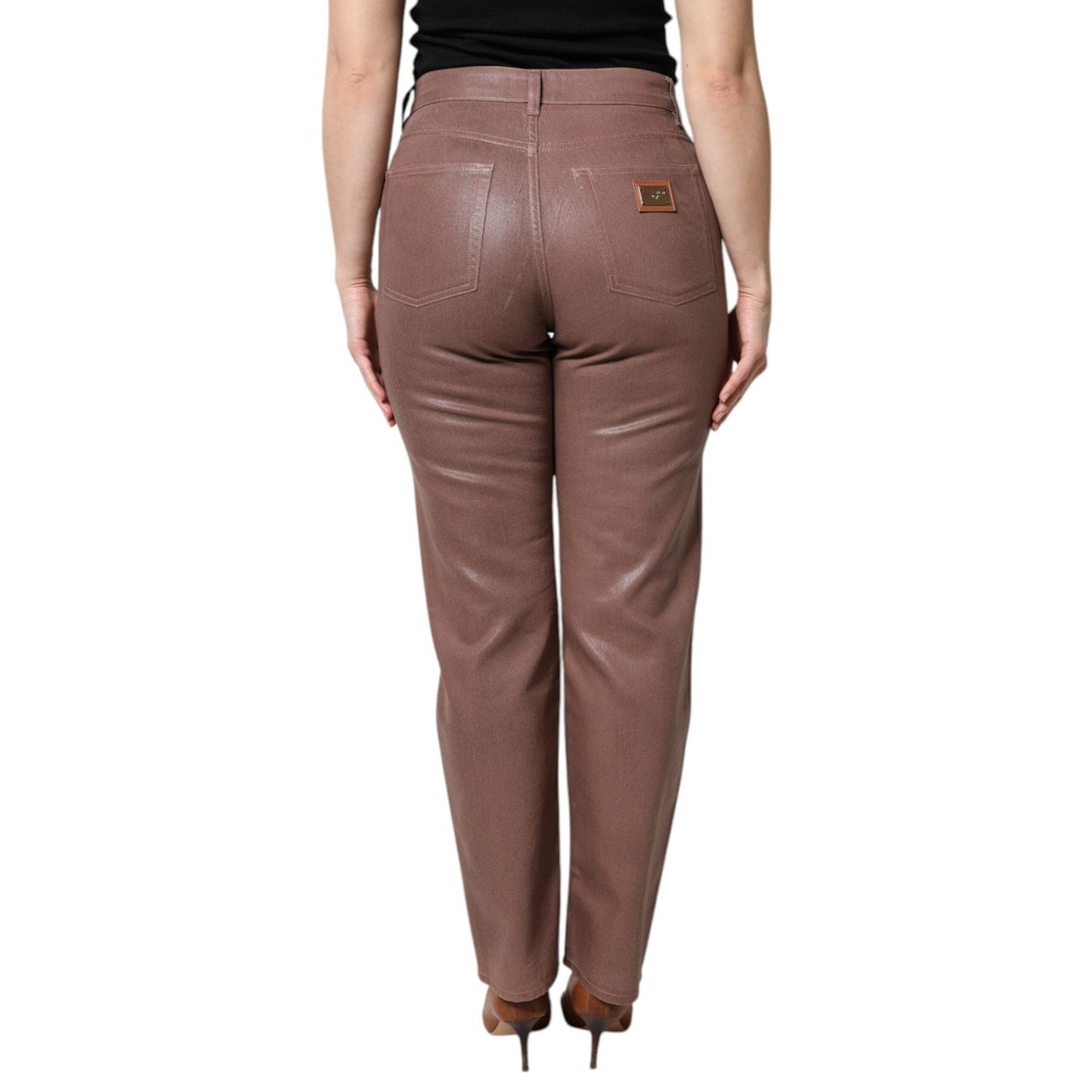 Dolce & Gabbana Brown Cotton High Waist Tapered Denim Jeans PAN75956-42