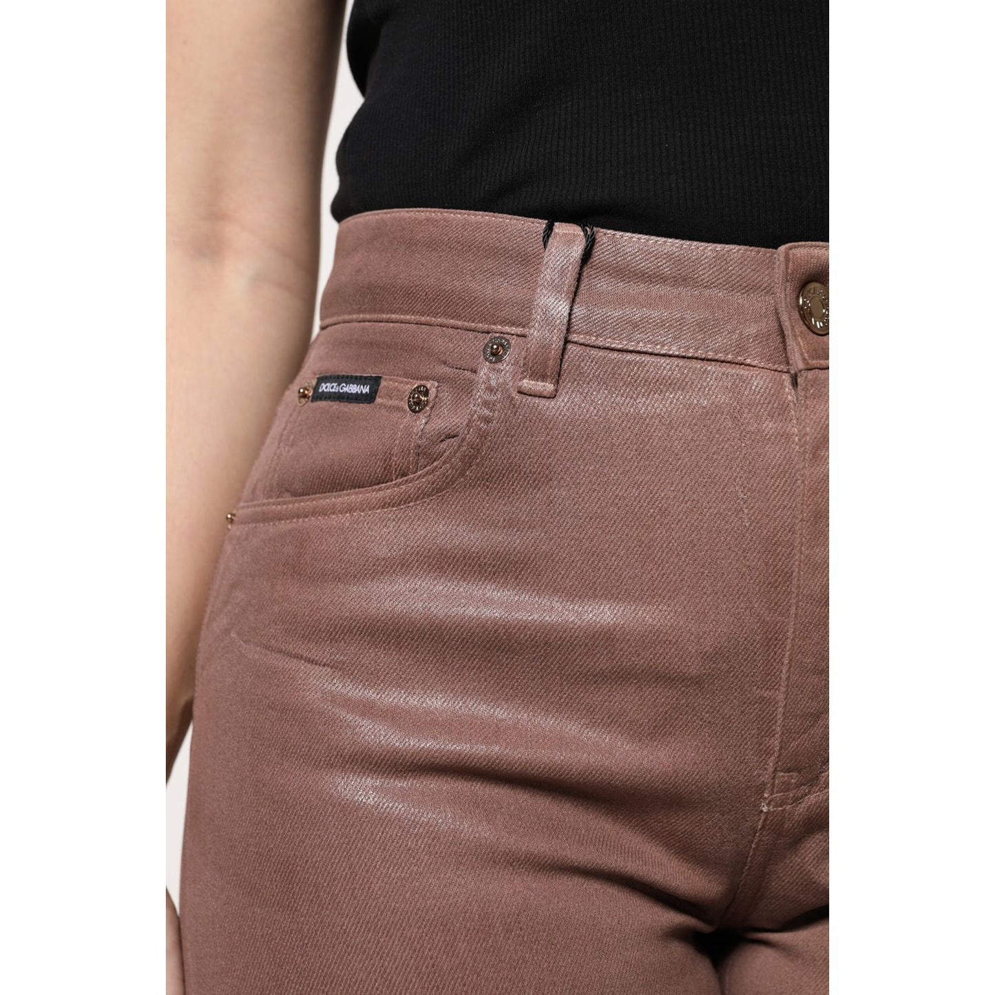 Dolce & Gabbana Brown Cotton High Waist Tapered Denim Jeans PAN75956-42
