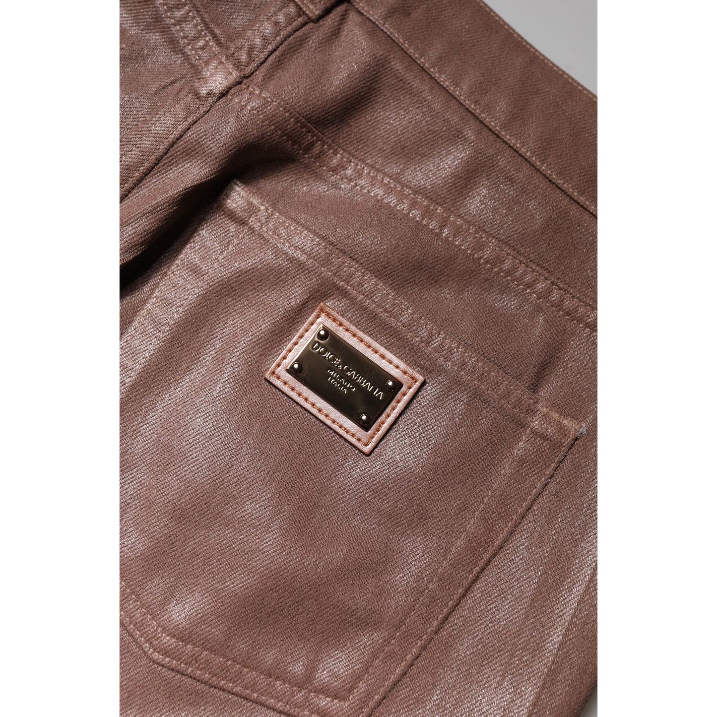 Dolce & Gabbana Brown Cotton High Waist Tapered Denim Jeans PAN75956-42