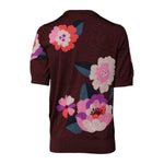 Dolce & Gabbana Maroon Floral Silk Crew Neck Blouse Top TSH87133-44