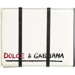 Dolce & Gabbana White Leather DG Crown Royals Bifold Card Holder Wallet
