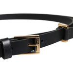 Dolce & Gabbana Black Calf Leather Gold Metal Buckle Belt