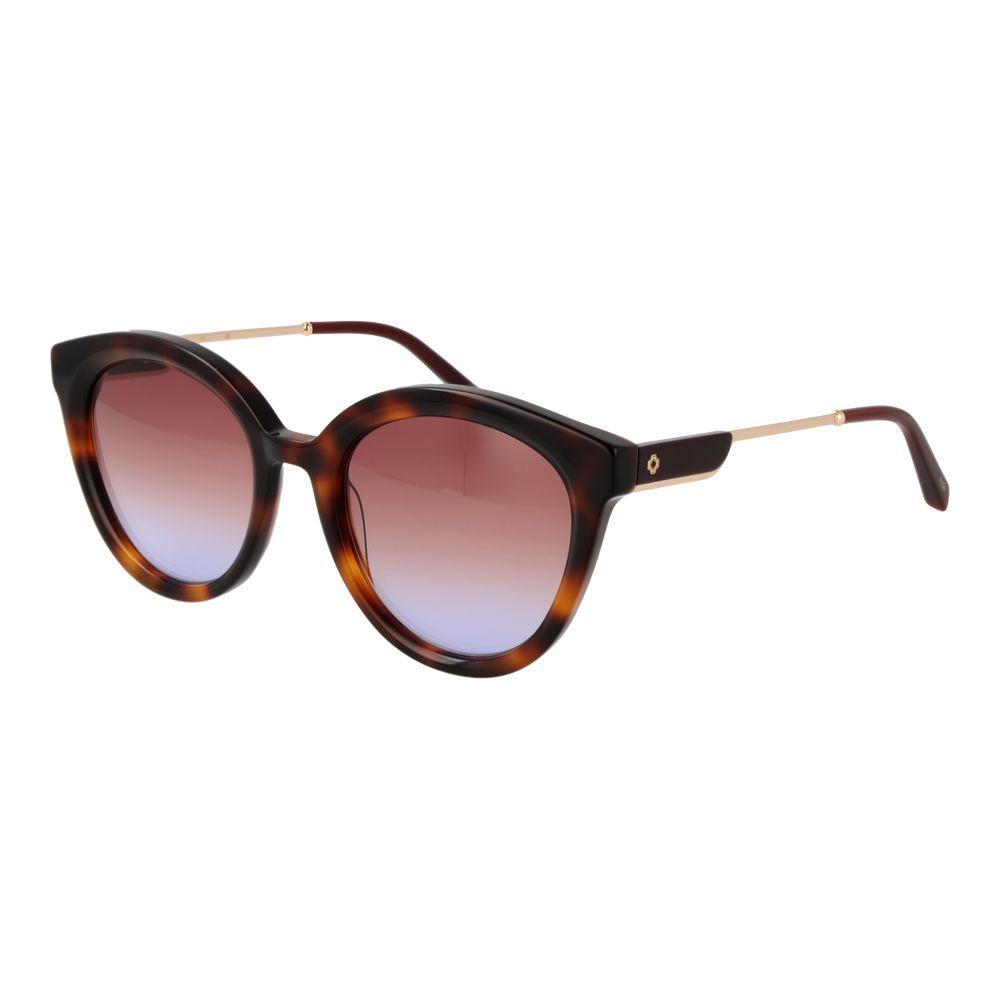 Maje brown round women's sunglasses with acetate frame and blue gradient lenses. Full-rim style with UVA & UVB protection.