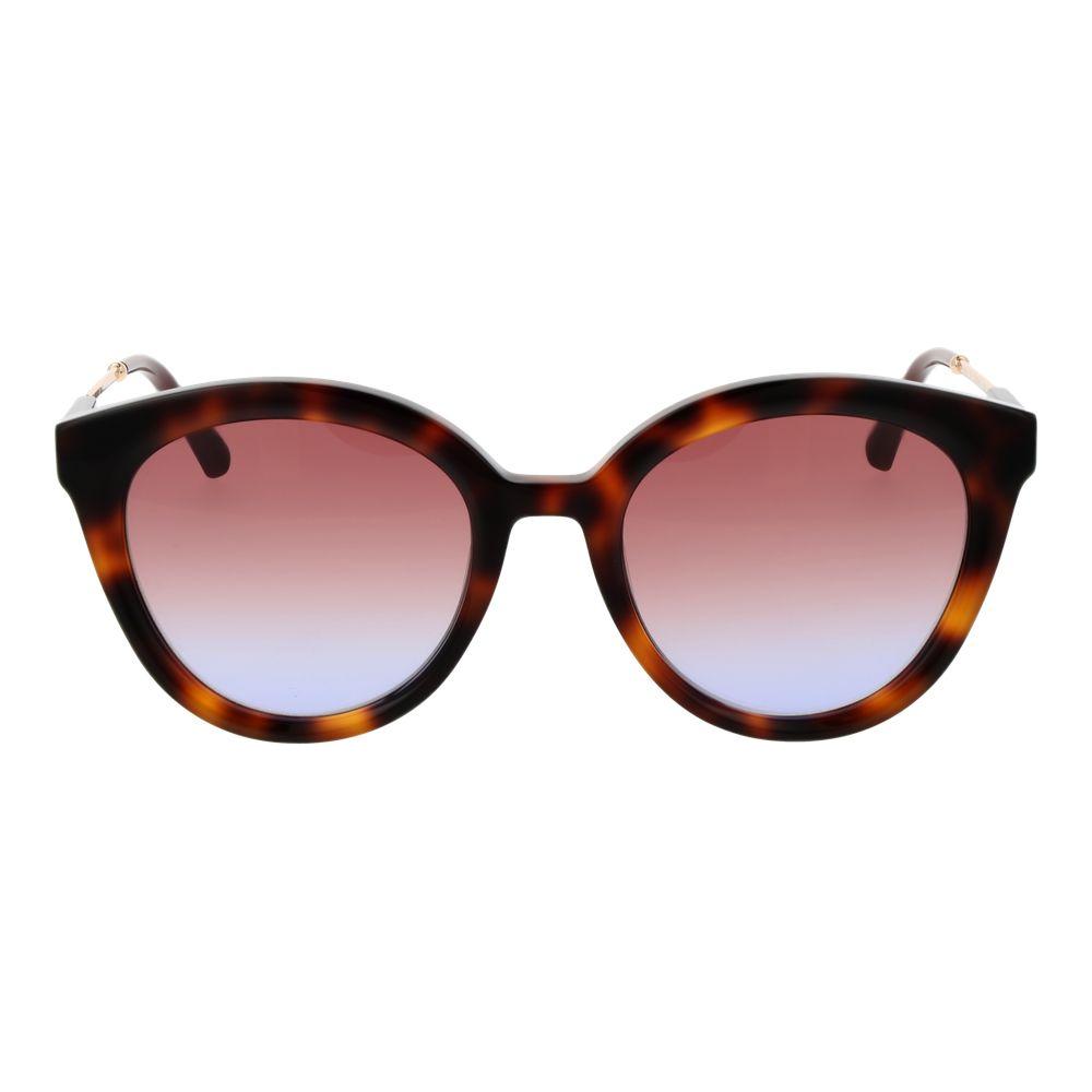 Maje brown acetate round women's sunglasses with gradient blue lenses, full-rim style, UVA & UVB protection.