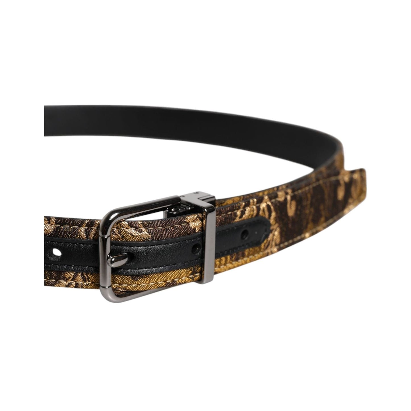 Dolce & Gabbana Multicolor Jacquard Leather Logo Buckle Belt BEL9315-90