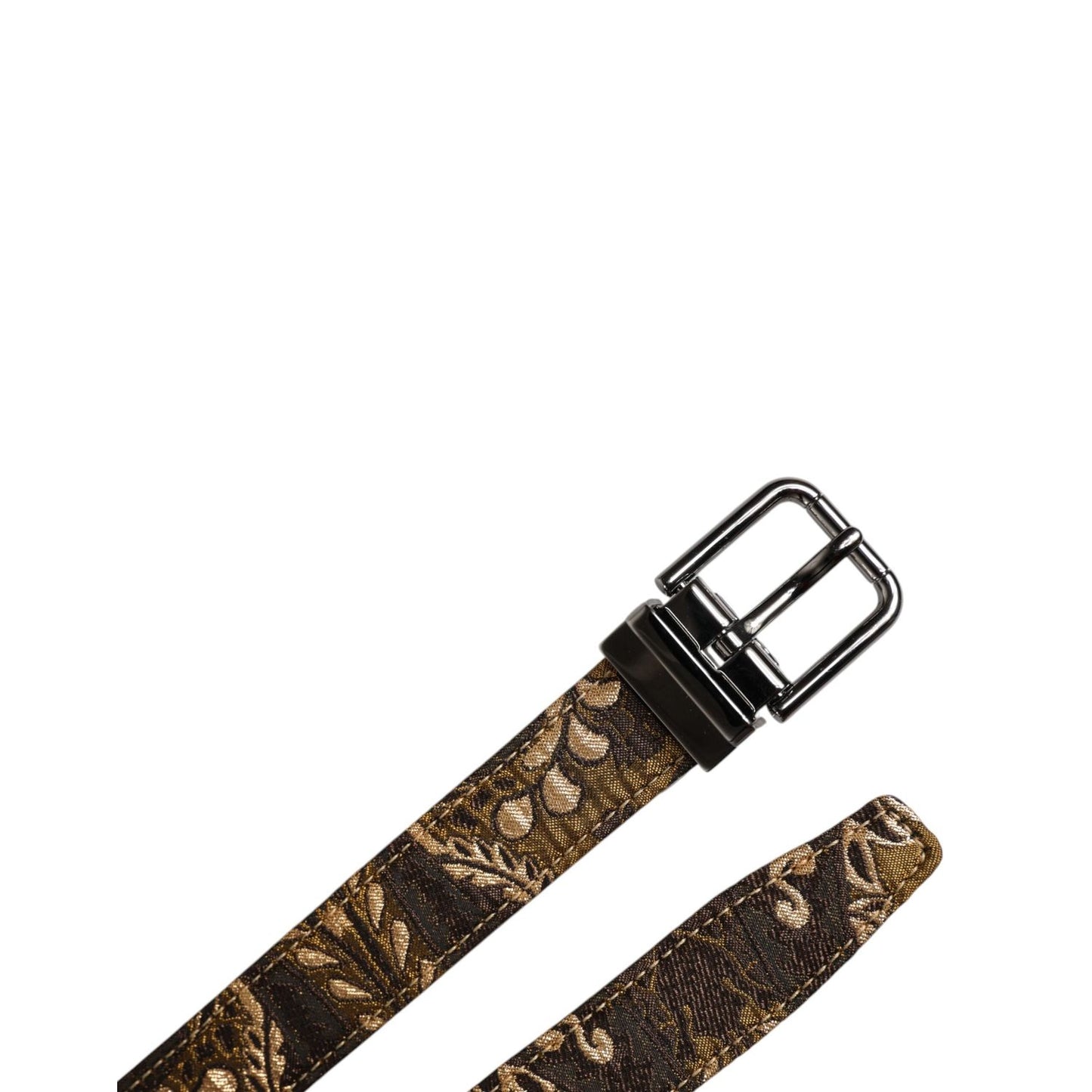 Dolce & Gabbana Multicolor Jacquard Leather Logo Buckle Belt BEL9315-90