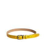 Dolce & Gabbana Metallic Yellow Leather Metal Logo Buckle Belt BEL9324-90