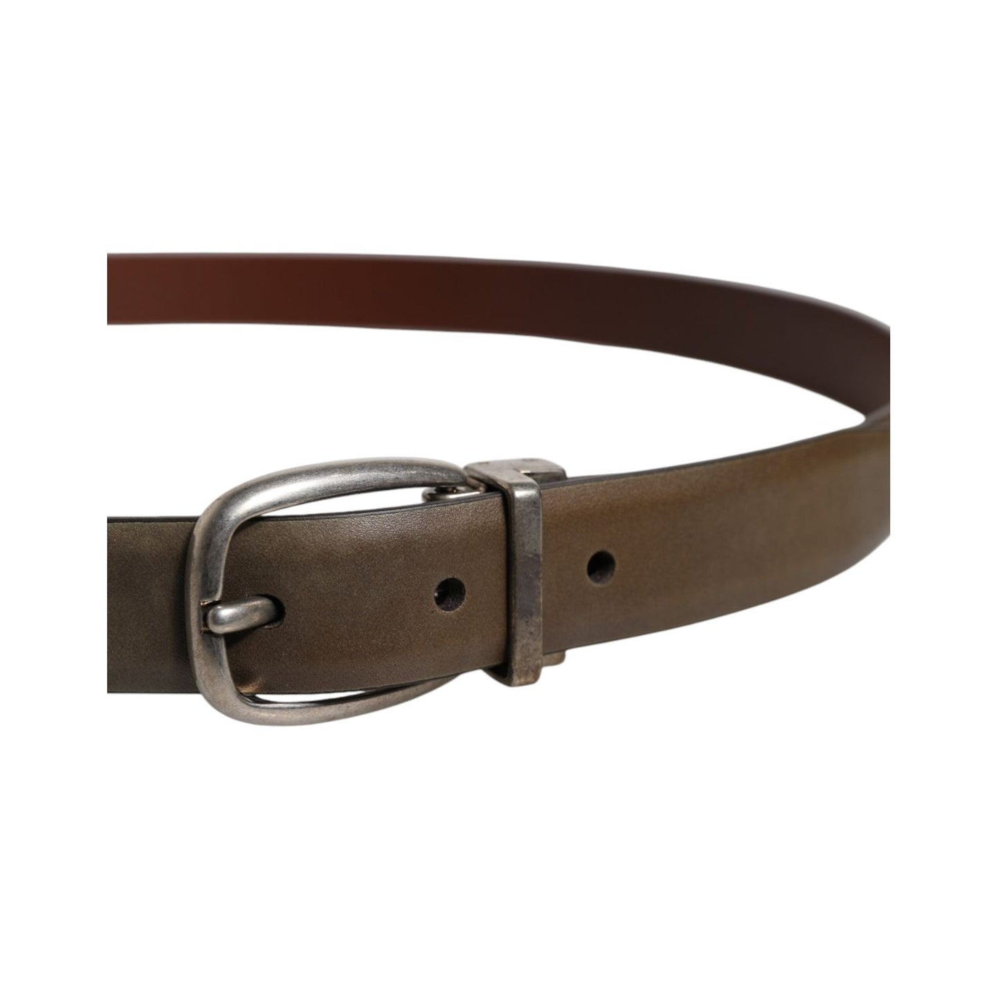 Dolce & Gabbana Brown Leather Classic Metal Logo Buckle Belt BEL9325-105