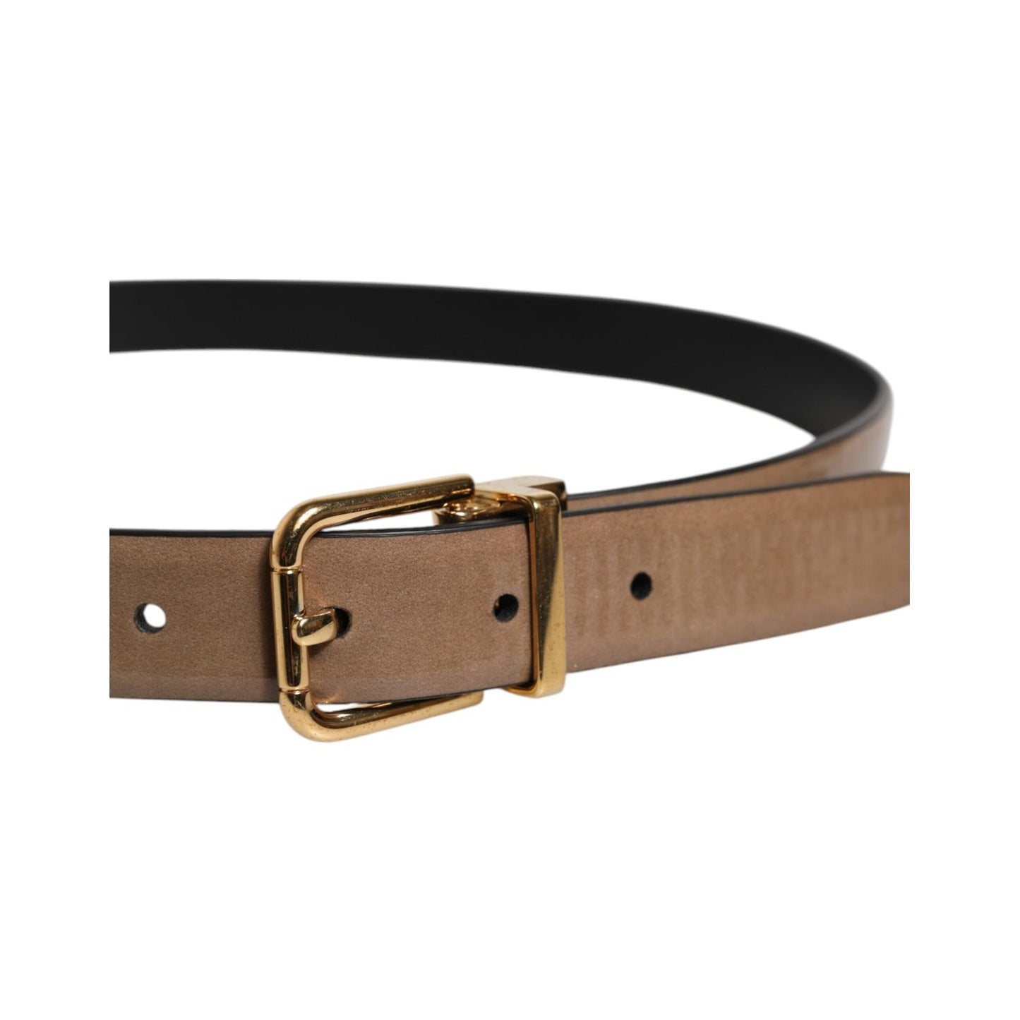 Dolce & Gabbana Brown Leather Classic Metal Logo Buckle Belt BEL9327-90