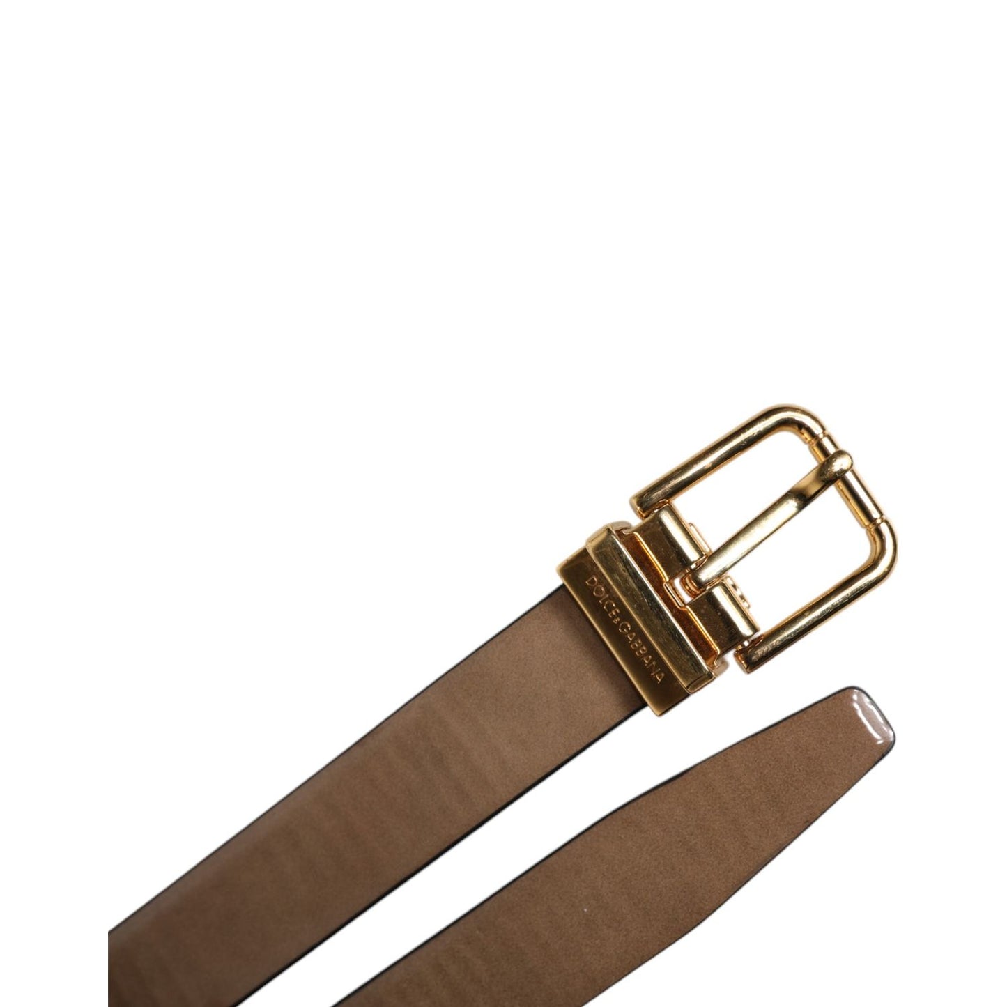 Dolce & Gabbana Brown Leather Classic Metal Logo Buckle Belt BEL9327-90