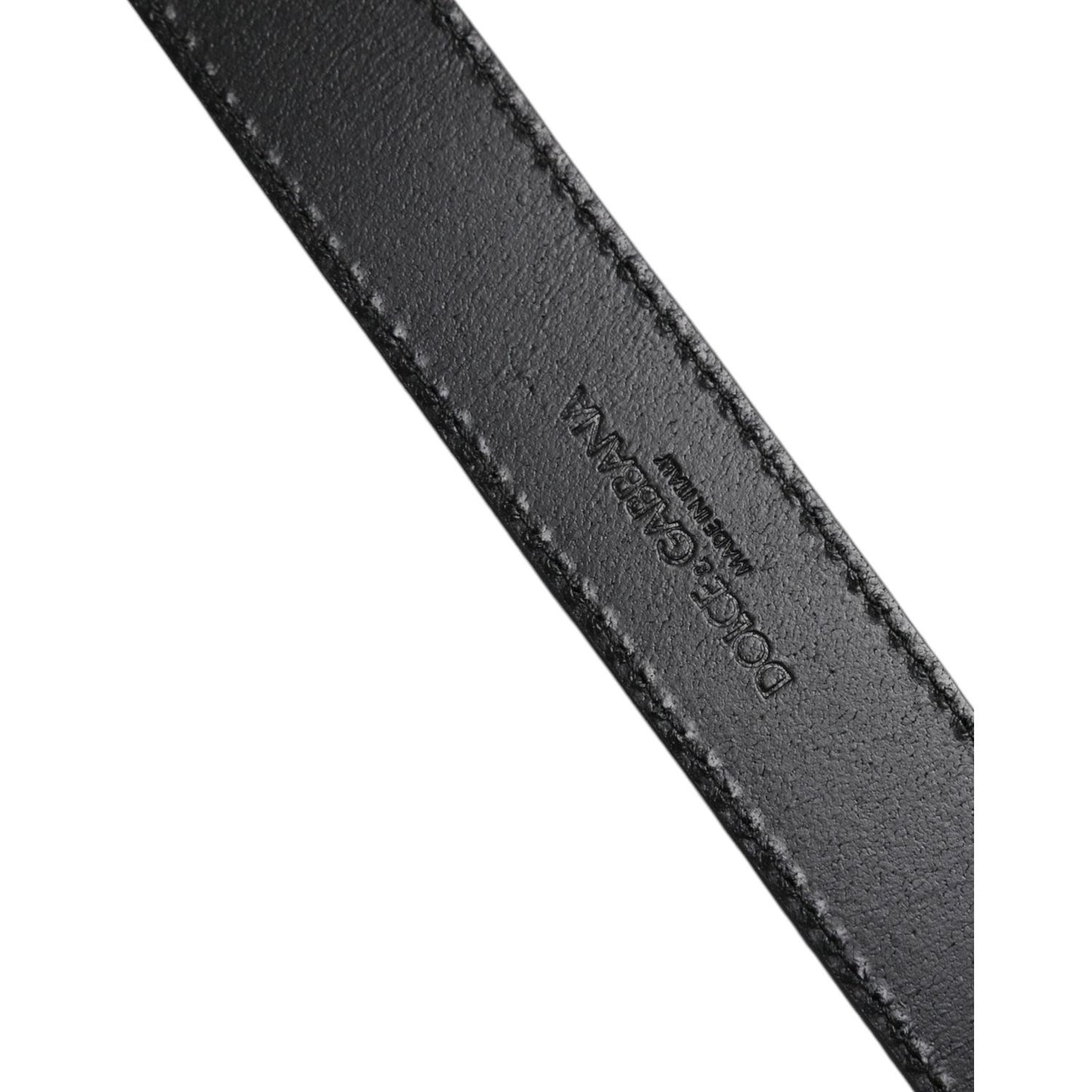 Dolce & Gabbana Silver Classic Gold Logo Plaque Buckle Belt BEL9356-90