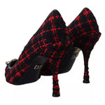 Dolce & Gabbana Red Black Tweed DG Amore Heels Pumps Shoes