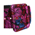 Dolce & Gabbana Multicolor Floral Jacquard Lurex Wide Waist Buckle Belt WMB488-75