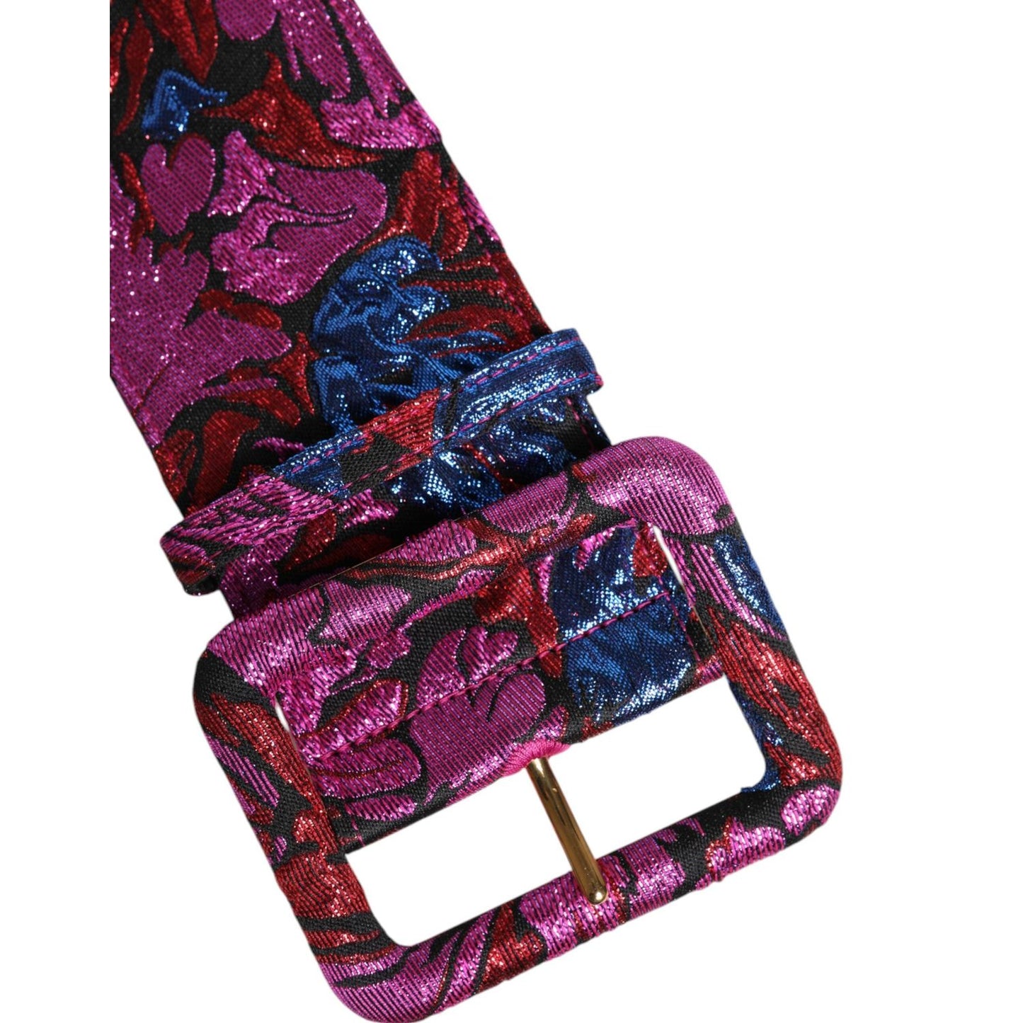 Dolce & Gabbana Multicolor Floral Jacquard Lurex Wide Waist Buckle Belt WMB488-75
